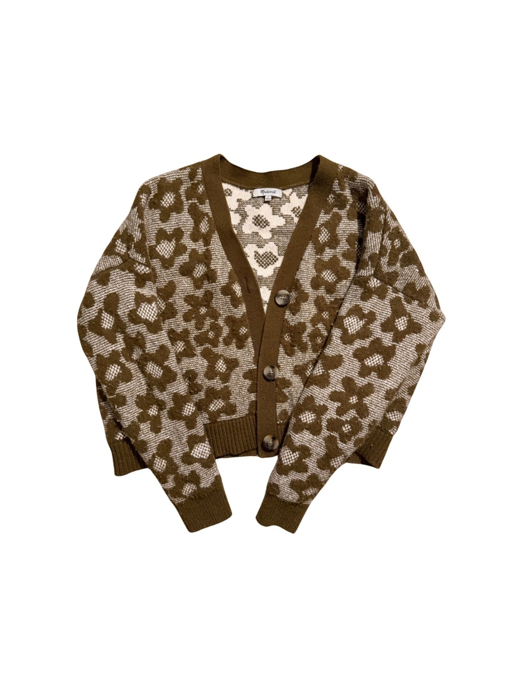 Madewell Brown Floral-Pattern Cardigan Sweater